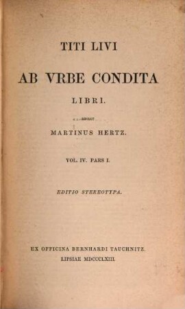Titi Livi Ab vrbe condita : libri, IV