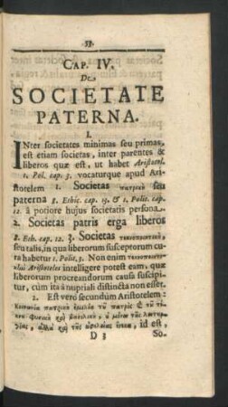 Cap. IV. De Societate Paterna