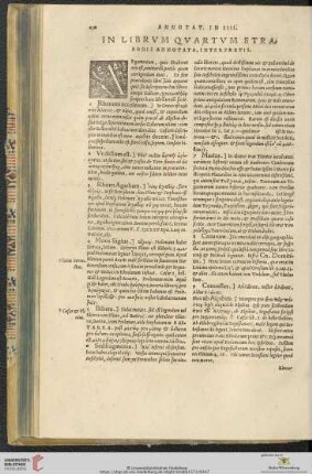 In librvm qvartvm Strabonis annotata, interpretis