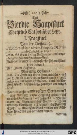 Das Vierdte Hauptstuck Christlich Catholischer Lehr.