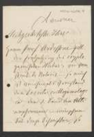 Brief von Adolph Senoner an Unbekannt