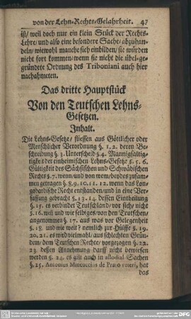 Das dritte Hauptstück. Von den Teutschen Lehns-Gesetzen