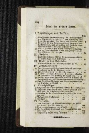 Inhalt des ersten Heftes