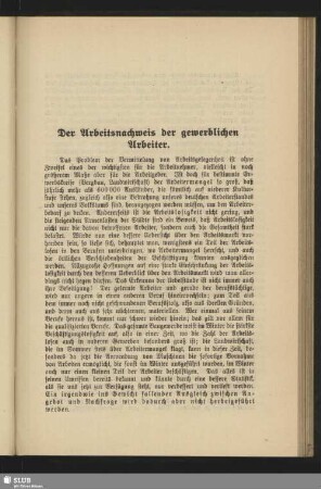 Der Arbeitsnachweis der gewerblichen Arbeiter