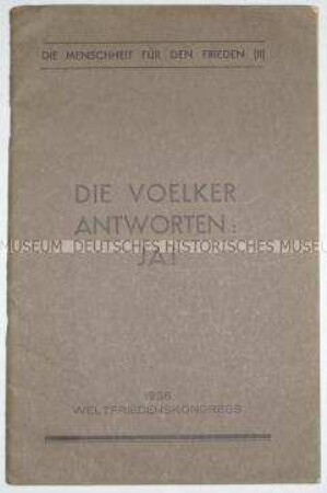 Beiträge anlässlich des Weltfriedenskongresses 1936