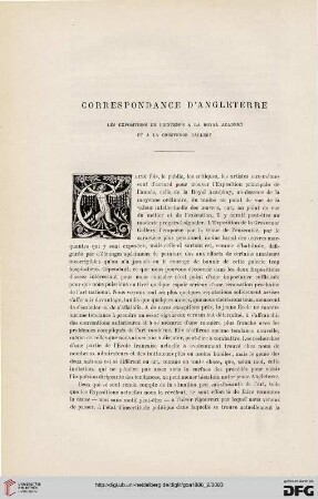 2. Pér. 34.1886: Les expositions de printemps à la Royal Academy et à la Grosvenor Gallery : correspondance d'Angleterre