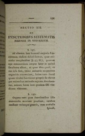 Sectio XII. De Functionibus Systematis Nervosi In Universum
