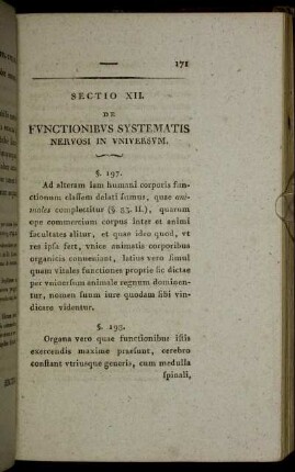 Sectio XII. De Functionibus Systematis Nervosi In Universum