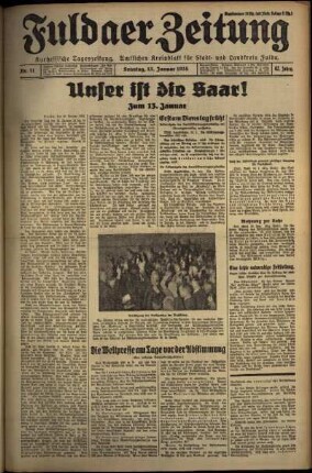 Erste Ausgabe vom Sonntag, den 13. Januar 1935.