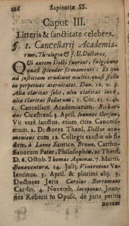 Caput III. Litteris & sanctitate celebres.