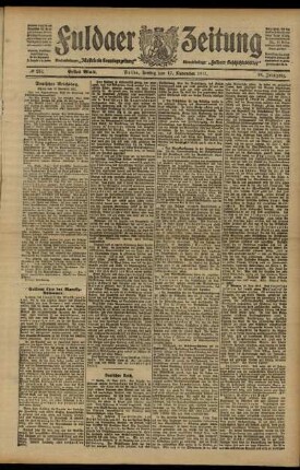 Erste Ausgabe vom Freitag, den 17. November 1911.