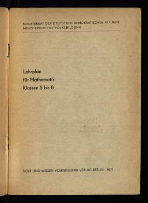 1971: Klassen 5 bis 8