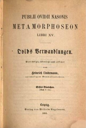 Publii Ovidii Nasonis Metamorphoseon : Libri XV, 1