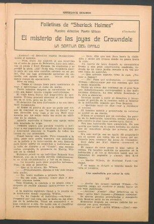 Folletines de "Sherlock Holmes" - Nuestro detective Martín Wilson - El misterio de las joyas de Crowndale - (Conclusión) : La sortija del opalo