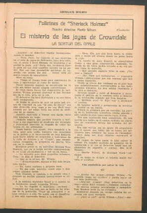 Folletines de "Sherlock Holmes" - Nuestro detective Martín Wilson - El misterio de las joyas de Crowndale - (Conclusión) : La sortija del opalo