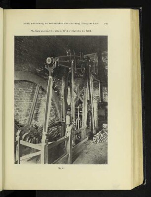 Alte Balanciermaschine, erbaut 1842, im Betriebe bis 1902.