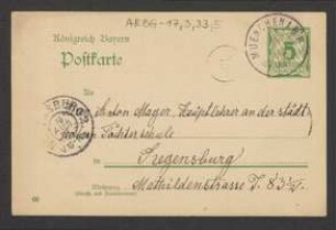 Brief von Joseph Kränzle an Anton Mayer