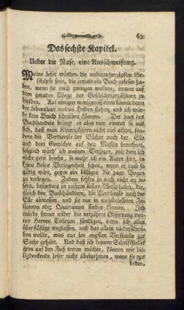 Das sechste Kapitel. Ueber die Nase, eine Ausschweifung.