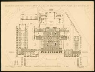 Königliche Oper, Berlin-Tiergarten: Grundriss Parkettzwischengeschoss 1:400