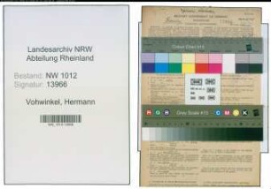 Entnazifizierung Hermann Vohwinkel , geb. 21.02.1893 (Gaertner)