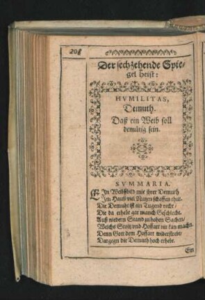 Der sechszehende Spiegel heißt: Humilitas, Demuth.