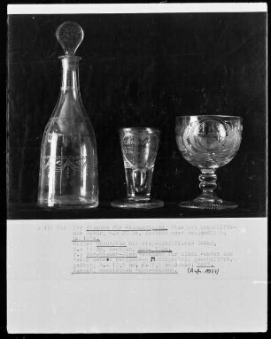 Flasche für Kidduschwein & Brausglas & Bar-Mizwoh-Glas (Geschenk eines Knaben zur Feier seiner religiösen Mündigkeit)