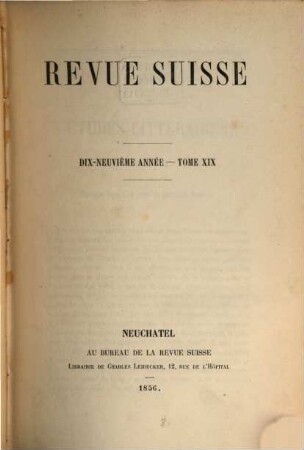 Revue suisse. 19. 1856