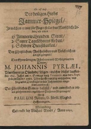Des heiligen Hiobs Jammer-Spiegel