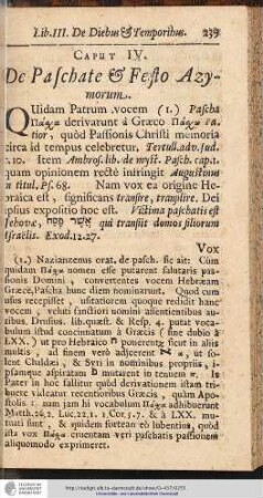 CAP. IV. De Paschate & Festo Azymorum.