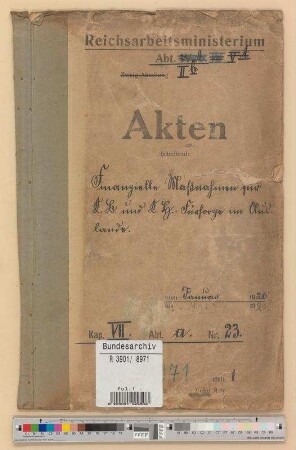 Finanzielle Maßnahmen für Kriegsbeschädigte und Kriegshinterbliebenen-Fürsorge im Auslande