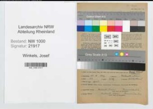 Entnazifizierung Josef Winkels, geb. 23.10.1897 (Postassistent)