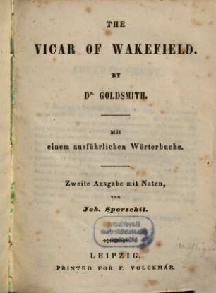 The vicar of Wakefield
