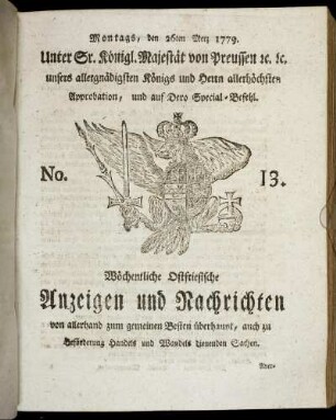 No. 13. Montags, den 26ten Merz 1779.