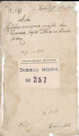 Gnadenjahre der Vikarien des Domstifts Minden