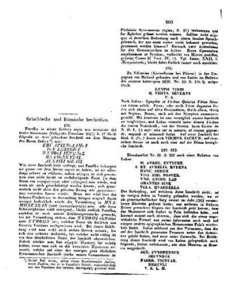 Griechische und Römische Inschriften : [Fortsetzung folgt]