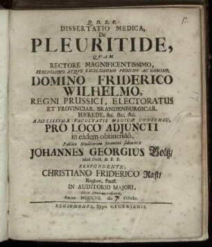 Dissertatio Medica, De Pleuritide