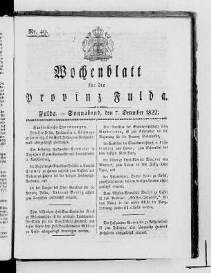 Nr. 49, Ausgabe vom 7. Dezember 1822