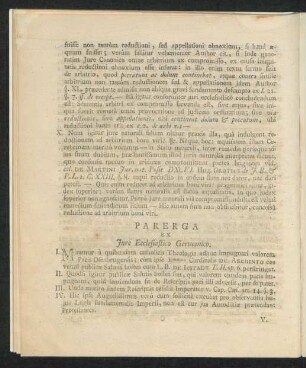 Parerga Ex Iure Ecclesiastico Germanico.