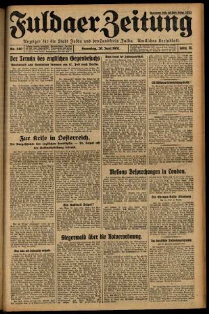 Ausgabe vom Samstag, den 20. Juni 1931.