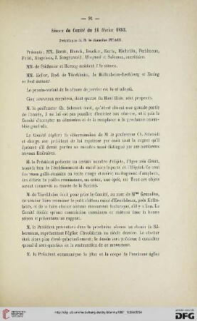 Séance du Comité du 11 février 1883