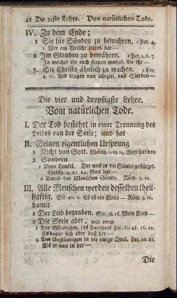 Die vier und dreyßigste Lehre. Vom natürlichen Tode.