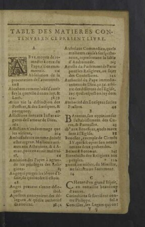 Table des matieres