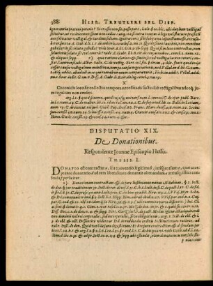 Disputatio XIX. De Donationibus.