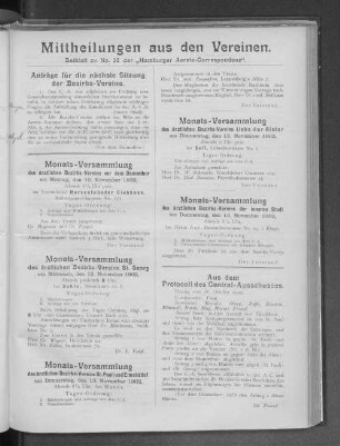 Mittheilungen aus den Vereinen. Beiblatt zu No. 36 der "Hamburger Aerzte-Correspondenz"