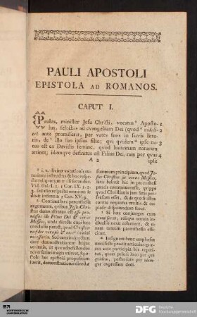 Pauli Apostoli Epistola ad Romanos.