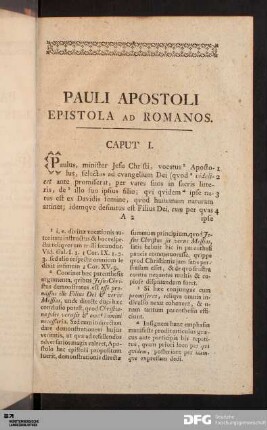 Pauli Apostoli Epistola ad Romanos.