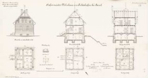 Hafenmeisterwohnhaus im Hafen, Kassel: Ansicht, Grundriss KG, EG, DG, Schnitte 1:100