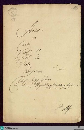 2 Arias - Mus. Hs. 179 : S, vl (2), a-vla, bc