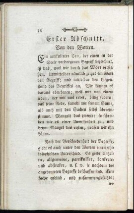 Erster Abschnitt. Von den Worten. - Vierter Abschnitt. Von den logischen Eintheilungen.