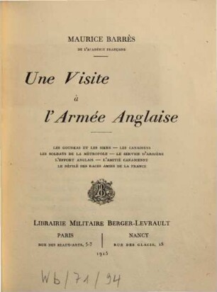 Une visite à l'armée anglaise